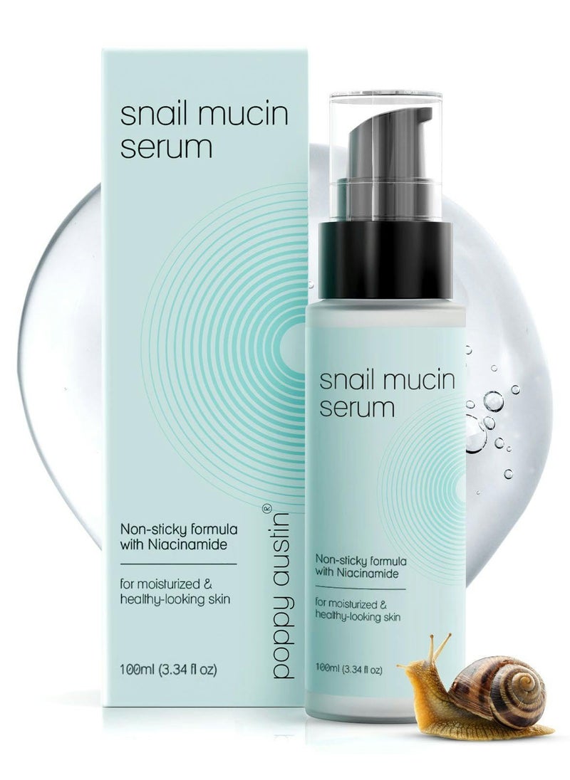 Poppy Austin 96 Snail Mucin Serum with Niacinamide Snail Serum for Face Hydrating Serum Snail Mucin Essence Face Serums for Anti Aging Serum 334 Fluid Ounces 