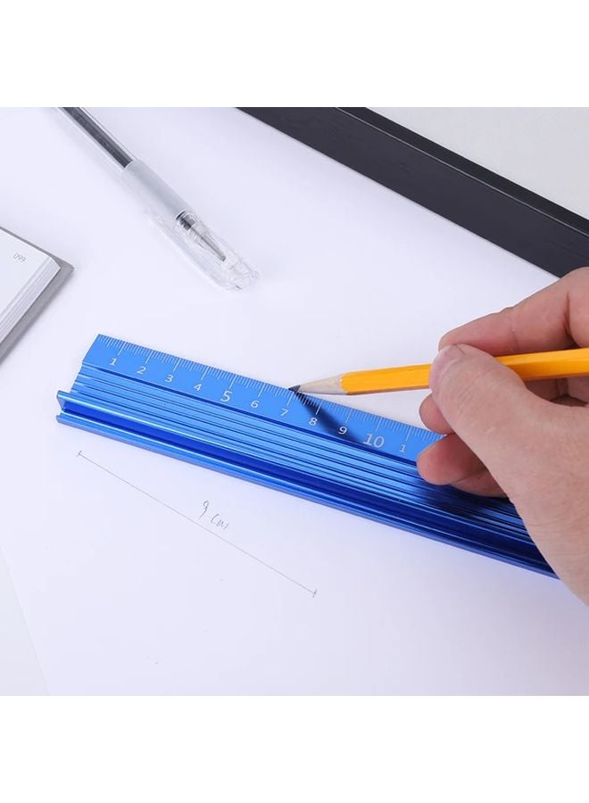 Blue Aluminum Alloy Cutting Ruler 600mm Non Slip Metal Safety Scale Durable Precision Measurement Tool - Image 3