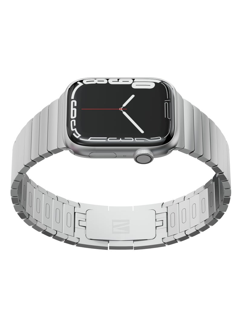 LEVELO Apple Watch 45/44/42mm Westin Steel Watch Band / Stylish & Elegant Design / Anti-Scratch and Wear Off / Premium Material / Easy Installation & Removal / Special Features Anti-Scratch / Material Stainless Steel - Silver - Image 1