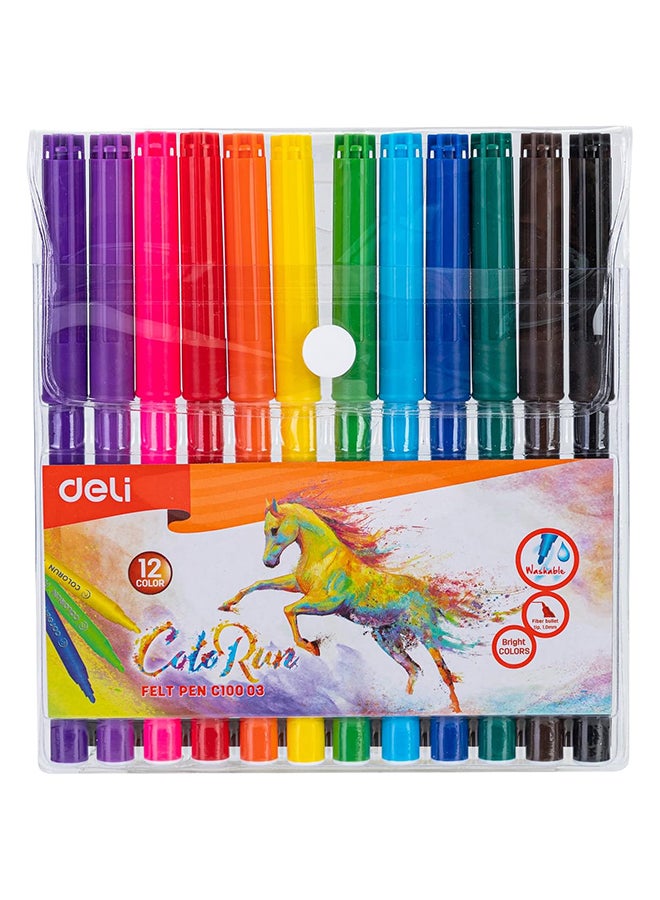 DELI FELT PEN 12 COLORS ASST. EC10003 - Image 1