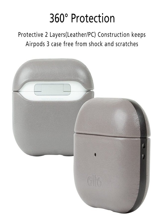 Alto Protective Leather Case Cover for Airpods 3 Charging Case, Italian Aniline Leather Accessories for Apple AirPods 3 Men Women, Supports Wireless Charging Front LED Visible (Cement Gray) - Image 4