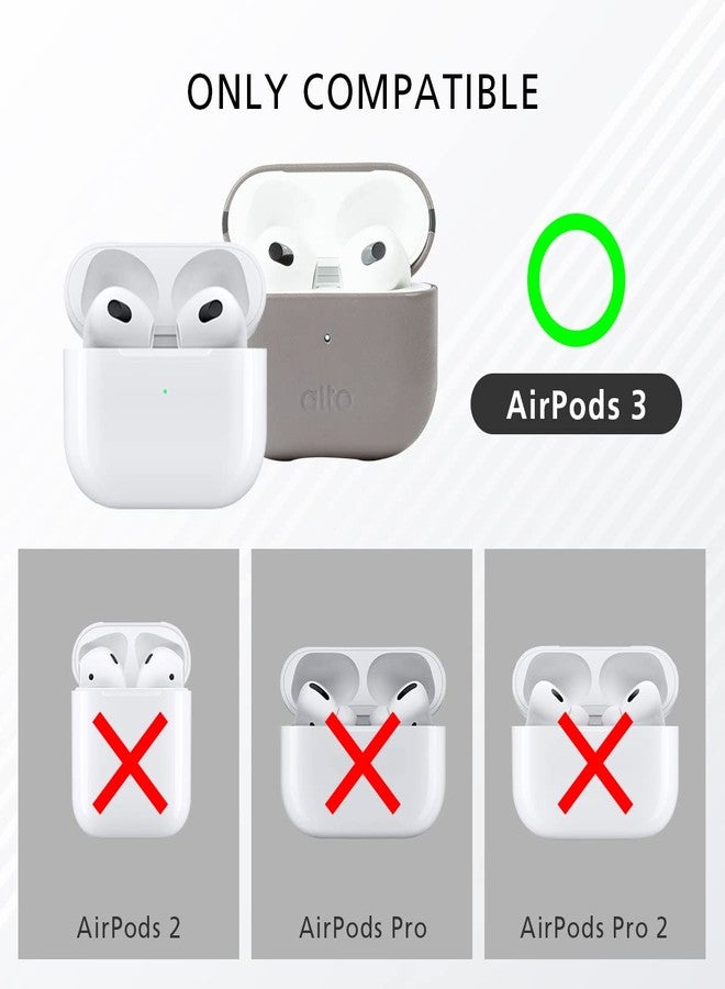 Alto Protective Leather Case Cover for Airpods 3 Charging Case, Italian Aniline Leather Accessories for Apple AirPods 3 Men Women, Supports Wireless Charging Front LED Visible (Cement Gray) - Image 3