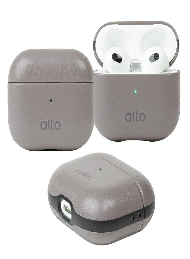 Alto Protective Leather Case Cover for Airpods 3 Charging Case, Italian Aniline Leather Accessories for Apple AirPods 3 Men Women, Supports Wireless Charging Front LED Visible (Cement Gray) - Image 1
