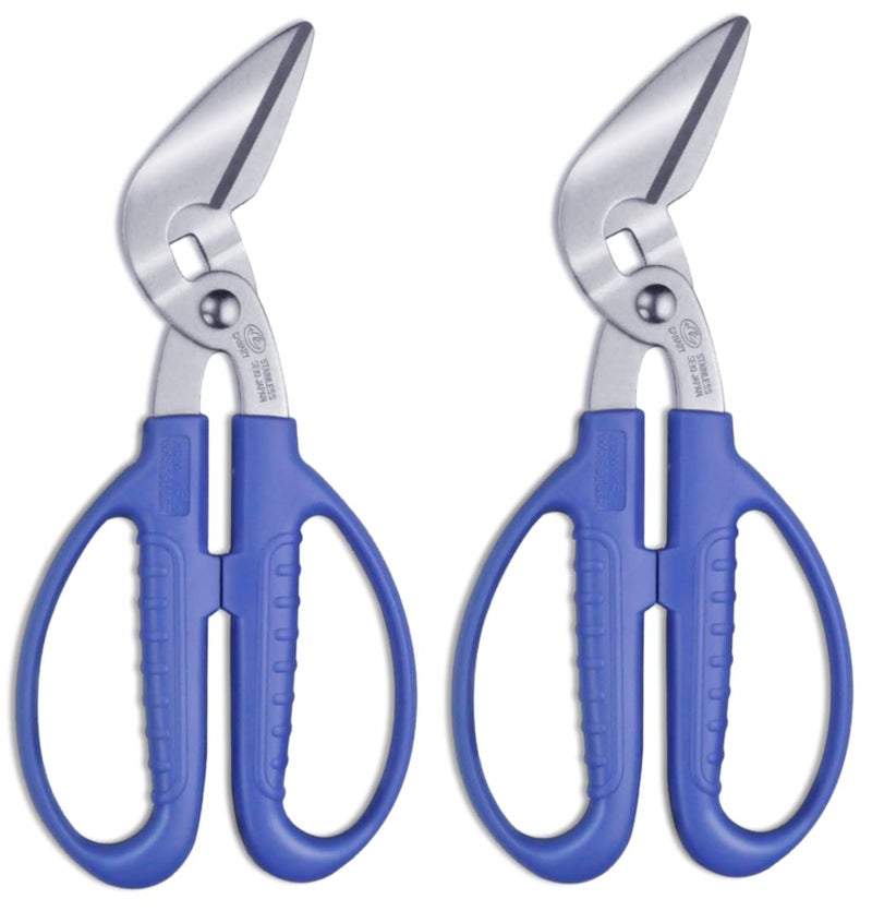 CANARY Corrugated Cardboard Scissors 8.5", Heavy Dudy Craft Scissors Angled Blade, Japanese Stainless Steel, Made in JAPAN, Blue (2 Pcs Set) - Image 1
