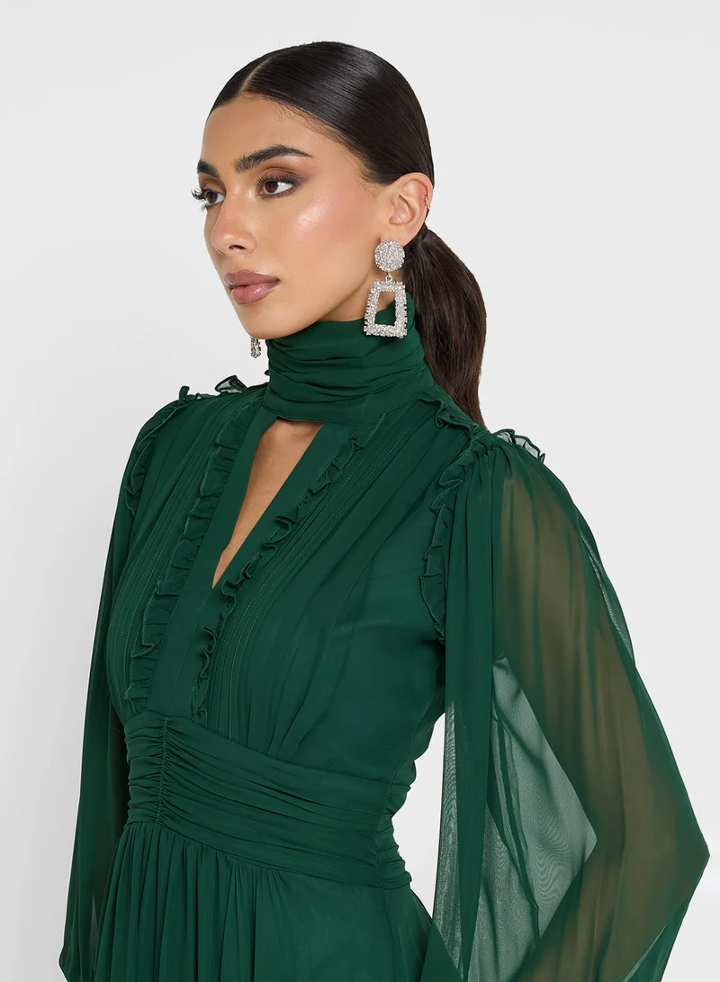 Golden Apple Ruffle Top Design Maxi Dress