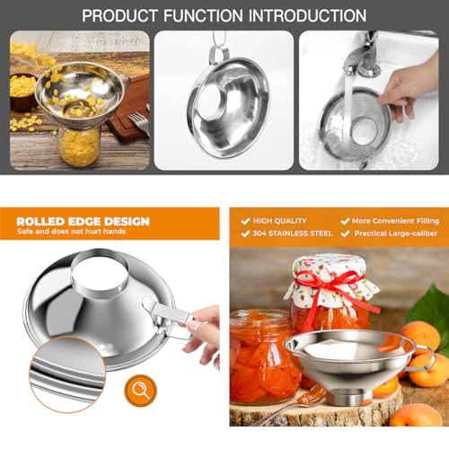 Jubobu Kitchen Funnel With Handle - 304 Stainless Steel for Oil Dispenser, Multipurpose Use - Image 5