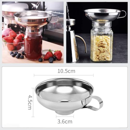 Jubobu Kitchen Funnel With Handle - 304 Stainless Steel for Oil Dispenser, Multipurpose Use - Image 2