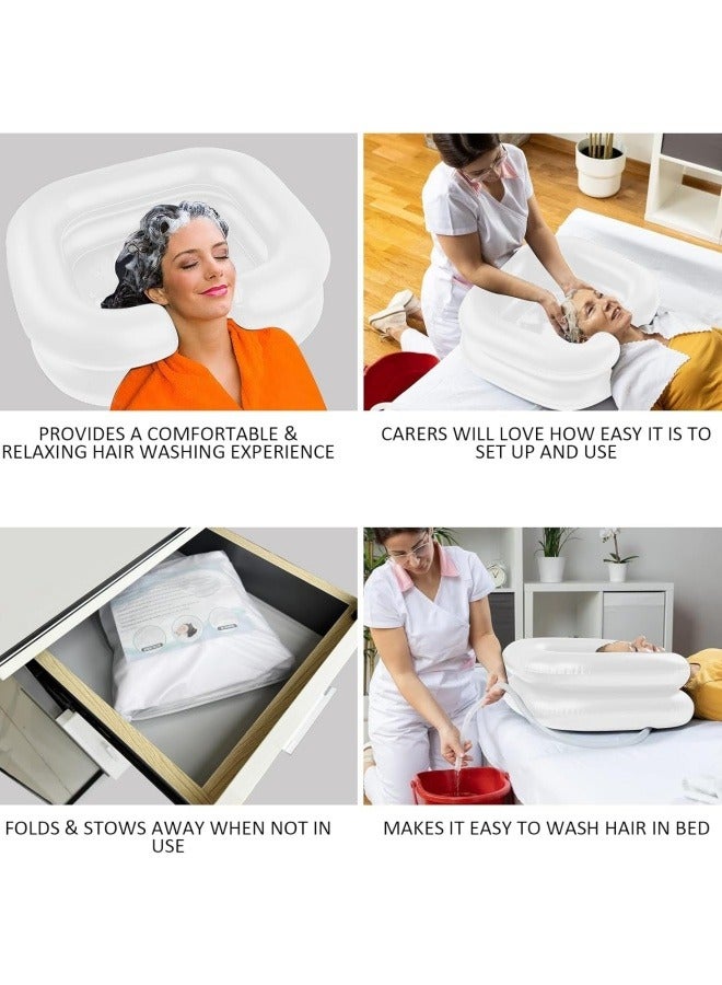 Inflatable Shampoo Basin, Portable Hair Washing Bowl for Bedridden, Disabled, Injured, Elderly, Shampoo Bowl for Dreadlocks and Home Hair Washing Sink (White) - Image 3