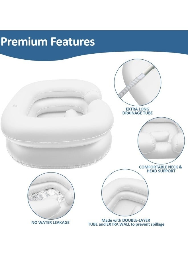 Inflatable Shampoo Basin, Portable Hair Washing Bowl for Bedridden, Disabled, Injured, Elderly, Shampoo Bowl for Dreadlocks and Home Hair Washing Sink (White) - Image 2
