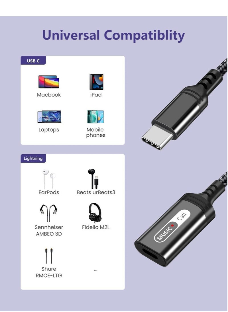 SYOSI - USB C to Lightning Audio Adapter, USB Type C Male to Lightning Female Headphone Converter for Apple iPad Air 4 Mini 6 MacBook to Earphones Connector for Call Music Video Not Support Charging - Image 1