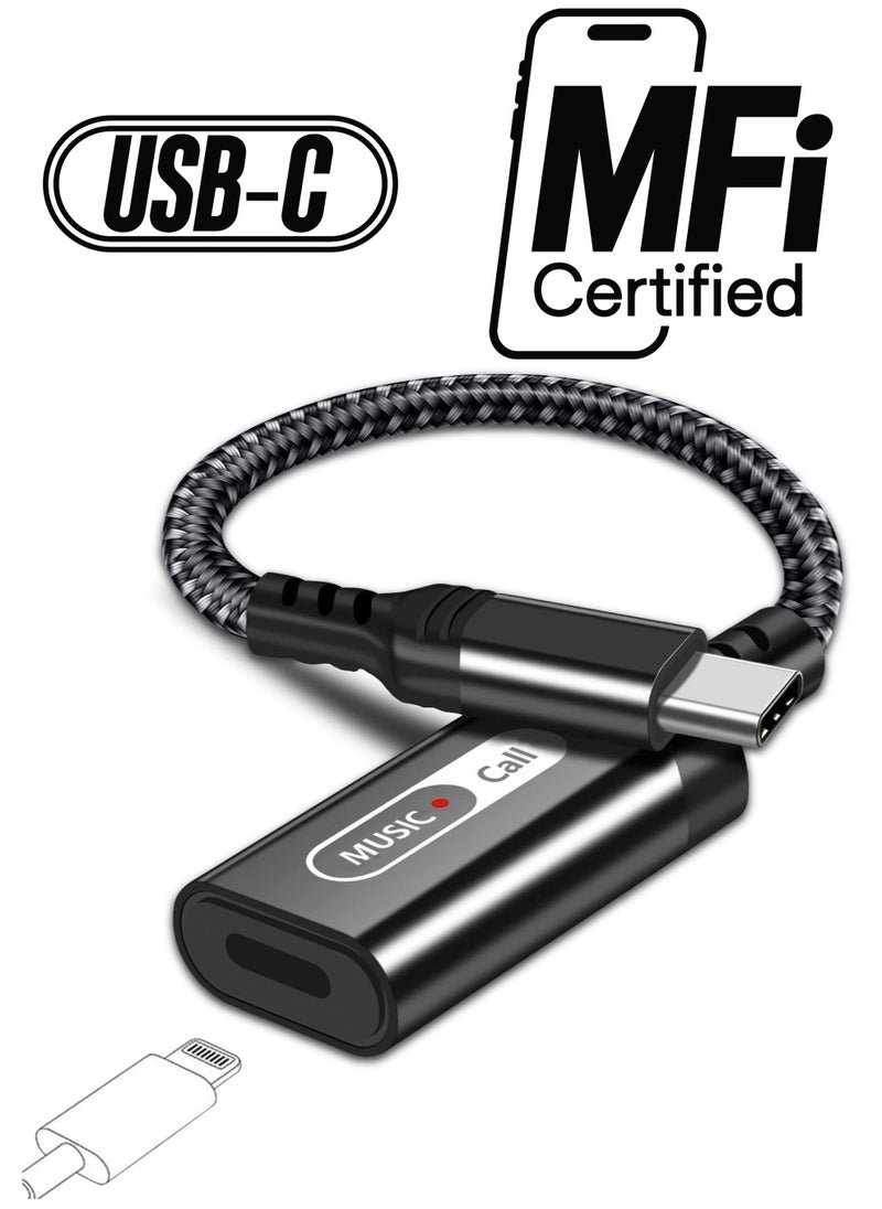 SYOSI - USB C to Lightning Audio Adapter, USB Type C Male to Lightning Female Headphone Converter for Apple iPad Air 4 Mini 6 MacBook to Earphones Connector for Call Music Video Not Support Charging - Image 1
