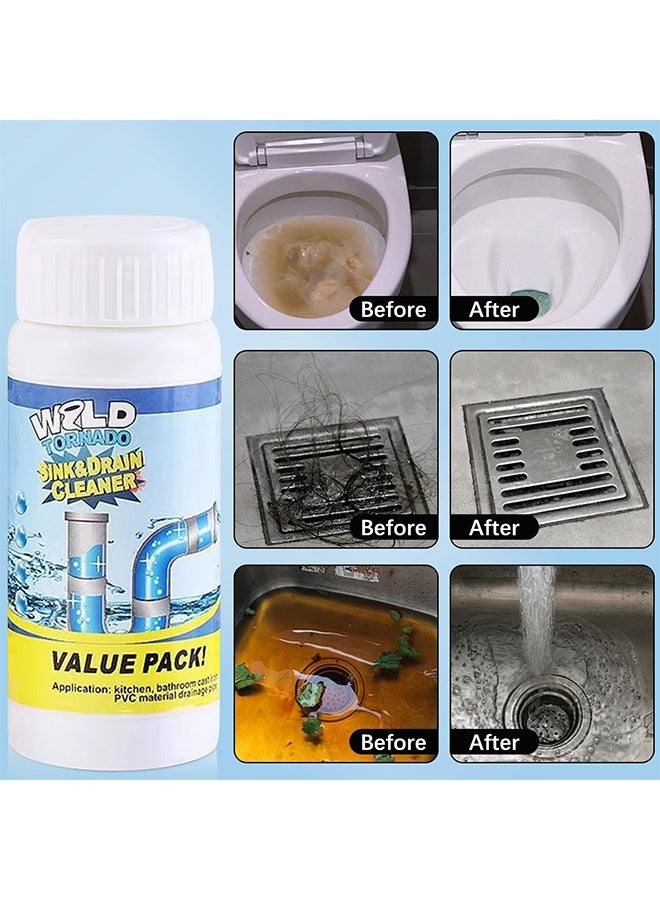 Googeer 2PCS Wild Tornado Pipe Dredge, Wild Tornado Sink And Drain Cleaner, Powerful Sink And Drain Cleaner Powder, Fast Foaming For Kitchen Toilet Pipeline Quick Cleaning Tool - Image 4