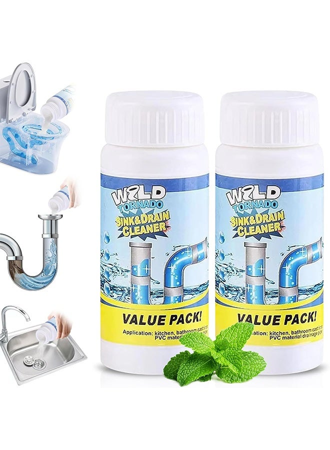 Googeer 2PCS Wild Tornado Pipe Dredge, Wild Tornado Sink And Drain Cleaner, Powerful Sink And Drain Cleaner Powder, Fast Foaming For Kitchen Toilet Pipeline Quick Cleaning Tool - Image 1