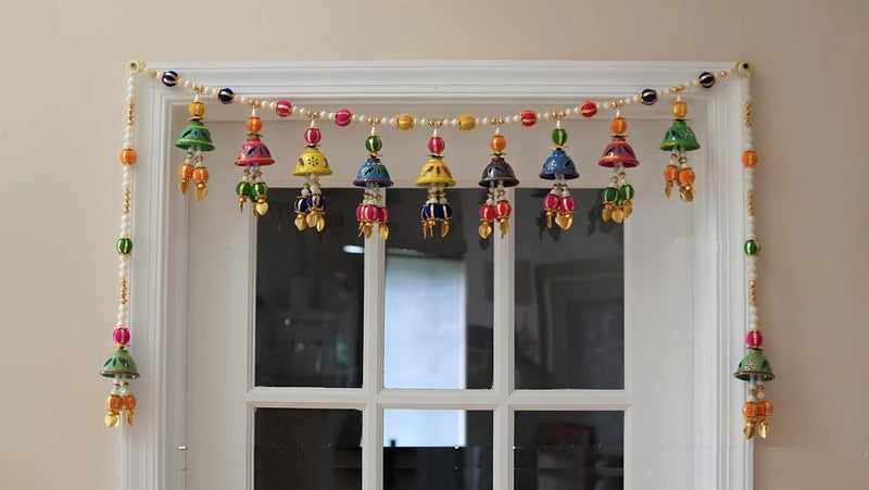 Virushka Rajasthani Style Handmade Hand Painted ToranBandanwar with Side Hangings for Home Decoration - Image 1