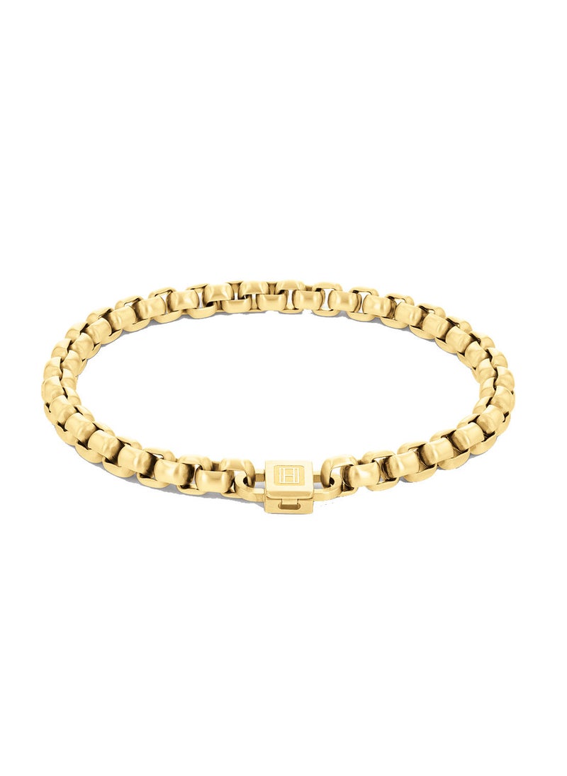 TOMMY HILFIGER Mens Chain Necklace Ionic Gold Plated Steel Bracelet- 2790368 