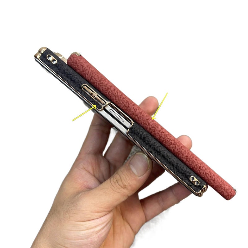 غطاء واقي بملمس جلد لـ Samsung Galaxy Z Fold 7 باللون رمادي مغناطيسي مع حماية مزدوجة للمفصلة وحماية من السقوط مع مقاوم للصدمات مع مغناطيس قوي مع مقاوم للخدش للاستخدام المنزلي - Image 3