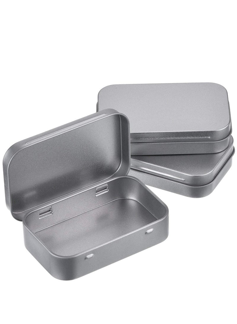 KASTWAVE 6 Pack Metal Tins Container Rectangular 3.75 X 2.45 X 0.8 Inch Mini Tin Box Small Storage Kit Containers Portable Hinged Tins Box For Storage Earphone Charging Cables Cards Home Organizer  - Image 2
