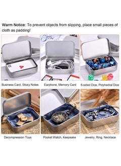 KASTWAVE 6 Pack Metal Tins Container Rectangular 3.75 X 2.45 X 0.8 Inch Mini Tin Box Small Storage Kit Containers Portable Hinged Tins Box For Storage Earphone Charging Cables Cards Home Organizer  - Image 5