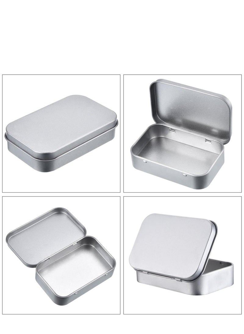 KASTWAVE 6 Pack Metal Tins Container Rectangular 3.75 X 2.45 X 0.8 Inch Mini Tin Box Small Storage Kit Containers Portable Hinged Tins Box For Storage Earphone Charging Cables Cards Home Organizer  - Image 3