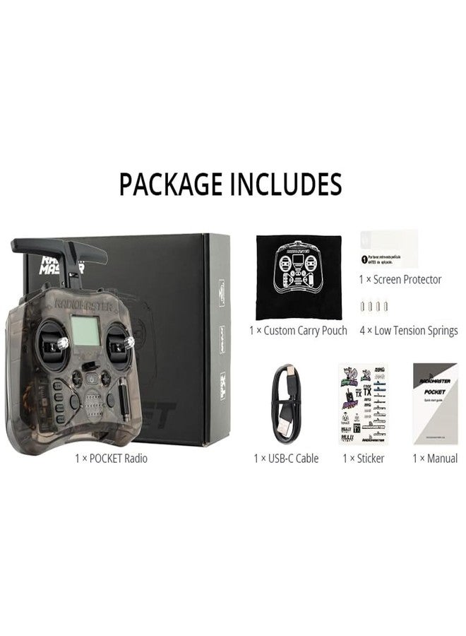 RadioMaster Pocket Portable Remote Controller Hall Gimbal EdgeTX Built in LED Light Mode 2 (Transparent, CC2500) - Image 5