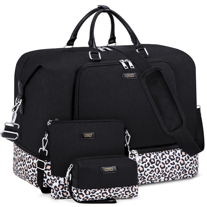 TIBES Travel Weekender Bag for Women, 21" Overnight Bag with Shoe Compartment 50L Large Travel Duffel Bag Carry On Tote for Weekend, Overnight, Business Trips, Water Resistant - Image 1