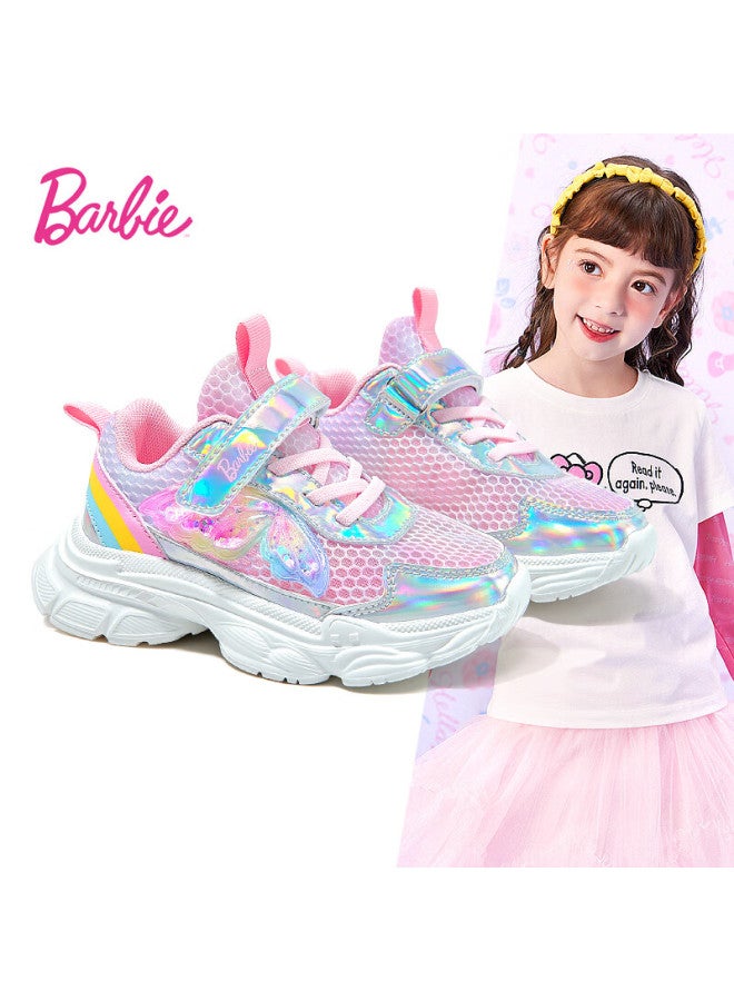 Barbie أحذية باربي للبنات صيفية شبكية بأسلوب الأميرة للألعاب الرياضية في الهواء الطلق دا6811 وردي مقاس 32 - Image 1