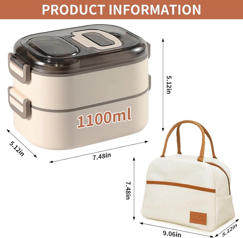 Pomefar Lunch Box - Stainless Steel Bento Box with Insulated Lunch Bag & Built-in Spork, Leakproof Lunch Box Set (700ml+400ml) for Back to School, Office, Camping - Image 5