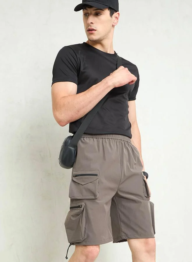 SASSAFRAS Sassafras Dark Grey Utility Pocket Parachute Shorts