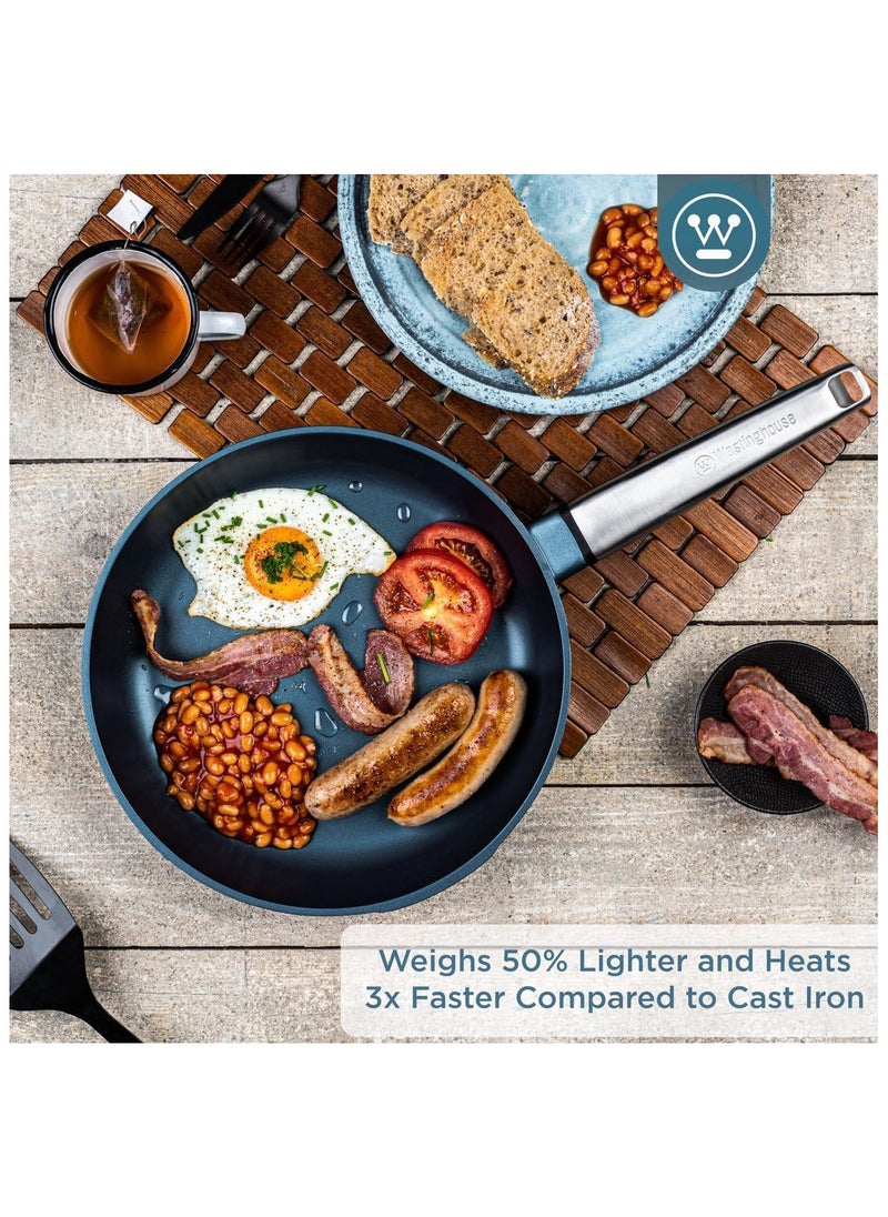 Westinghouse Westinghouse 30cm Non-Stick Fry Pan -Forged Aluminum with 4-Layer Marble Coating Induction & Oven Safe Stainless Steel Handle - Blue  - Image 2