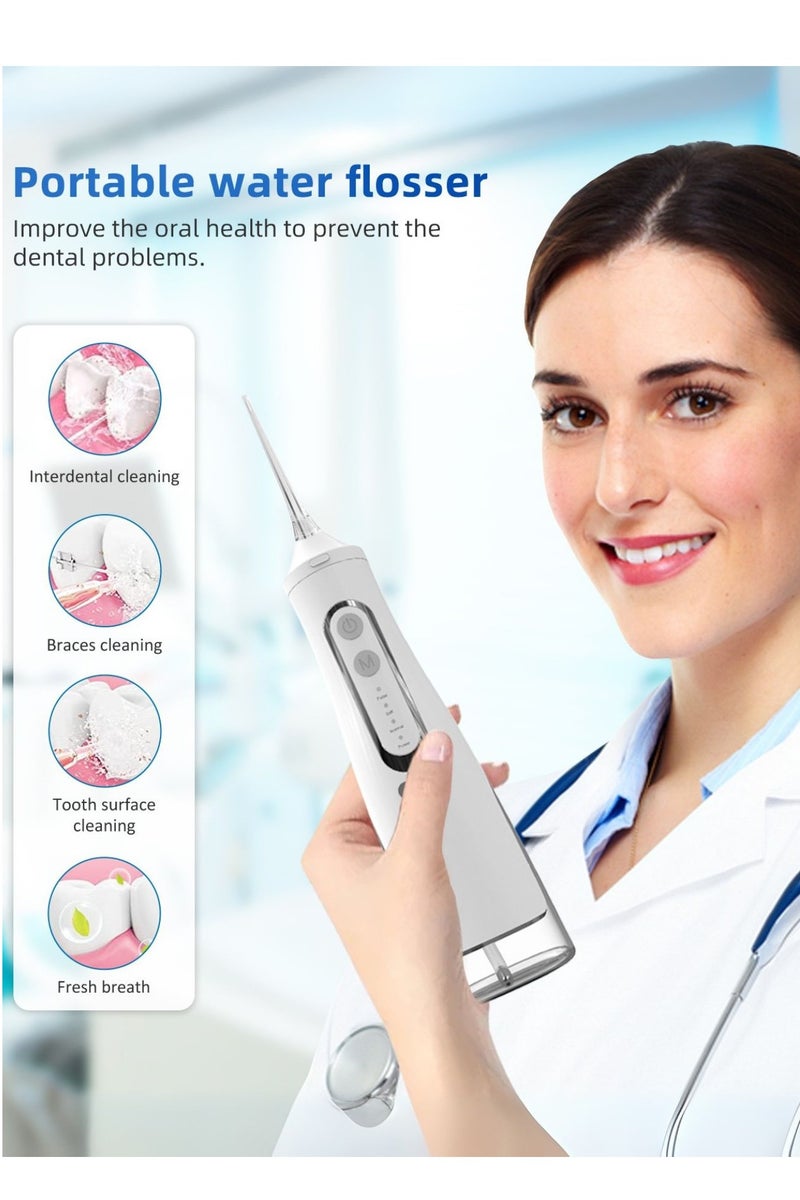 Reva Cordless Electric Water Flosser – 310ml Large Tank, 4 Jet Tips, 360° Rotating Nozzle, IPX7 Waterproof Rechargeable Oral Irrigator With Smart Memory & Low Noise – Ideal for Braces & Oral Care (White)  - Image 2