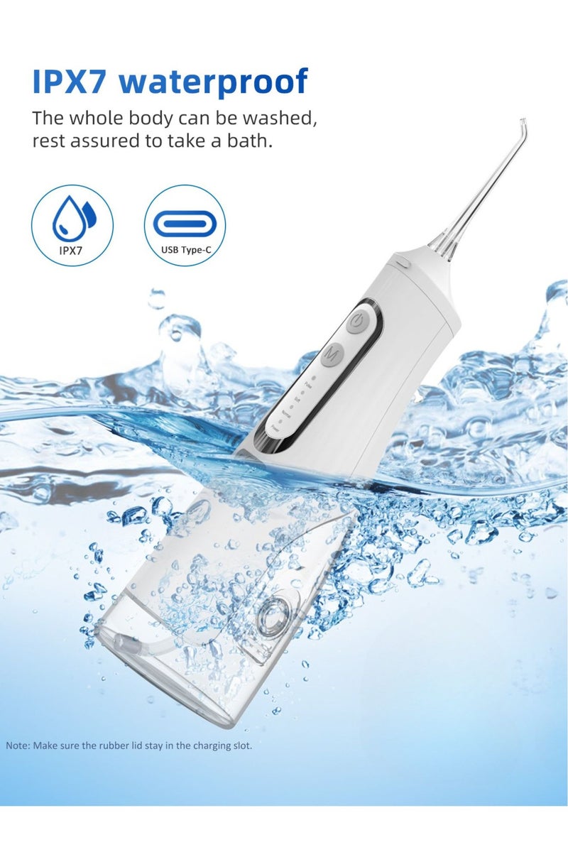Reva Cordless Electric Water Flosser – 310ml Large Tank, 4 Jet Tips, 360° Rotating Nozzle, IPX7 Waterproof Rechargeable Oral Irrigator With Smart Memory & Low Noise – Ideal for Braces & Oral Care (White)  - Image 4