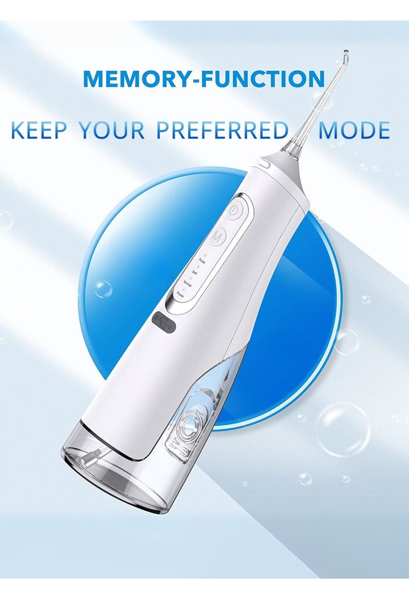 Reva Cordless Electric Water Flosser – 310ml Large Tank, 4 Jet Tips, 360° Rotating Nozzle, IPX7 Waterproof Rechargeable Oral Irrigator With Smart Memory & Low Noise – Ideal for Braces & Oral Care (White)  - Image 5