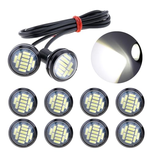 DriSentri Eagle Eye LED Lights, 10Pcs 23mm Eagle Eye High Power 4014 12SMD 12V Car Fog DRL Bulb Reverse Backup Parking Signal, White - Image 1