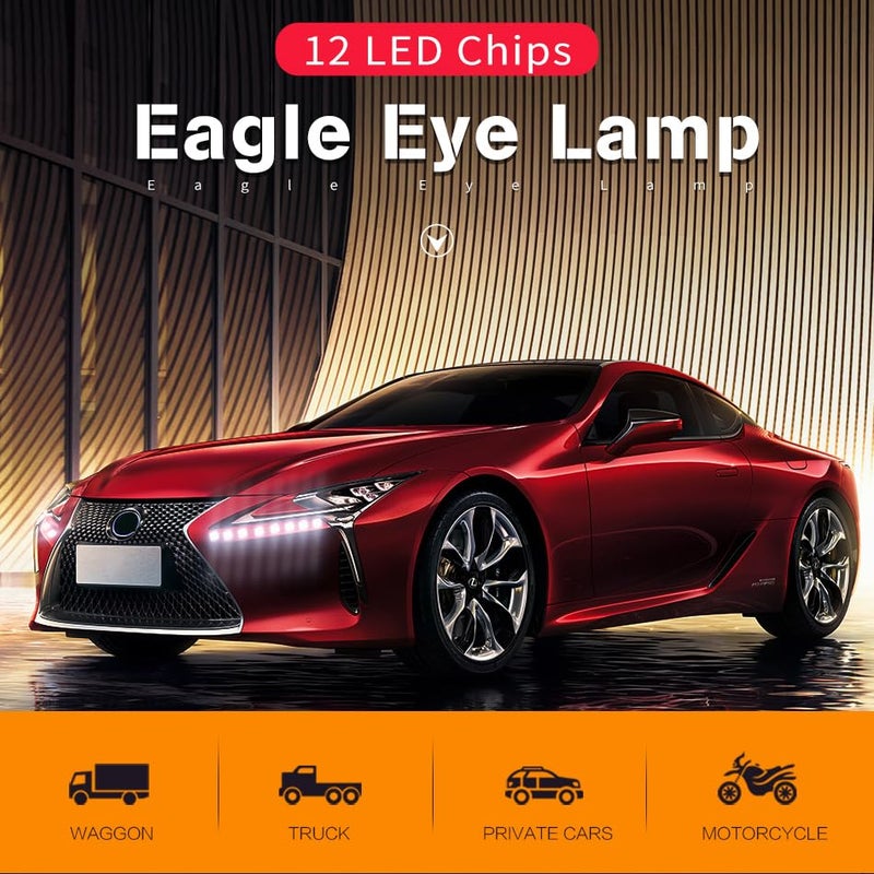 DriSentri Eagle Eye LED Lights, 10Pcs 23mm Eagle Eye High Power 4014 12SMD 12V Car Fog DRL Bulb Reverse Backup Parking Signal, White - Image 2