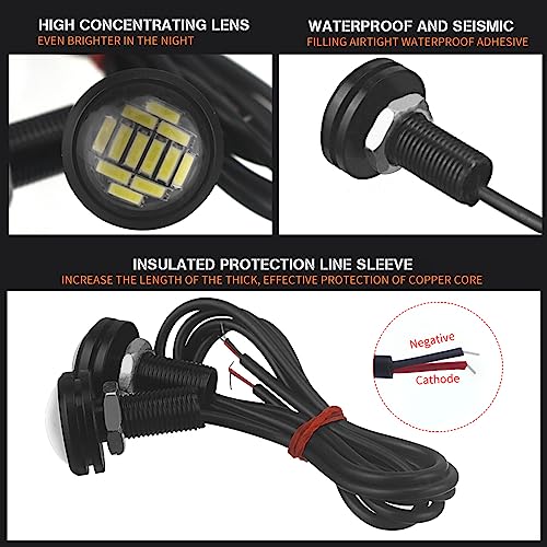 DriSentri Eagle Eye LED Lights, 10Pcs 23mm Eagle Eye High Power 4014 12SMD 12V Car Fog DRL Bulb Reverse Backup Parking Signal, White - Image 4