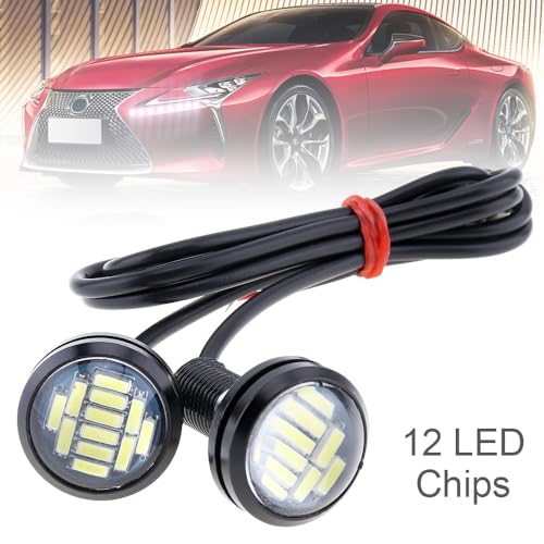 DriSentri Eagle Eye LED Lights, 10Pcs 23mm Eagle Eye High Power 4014 12SMD 12V Car Fog DRL Bulb Reverse Backup Parking Signal, White - Image 3