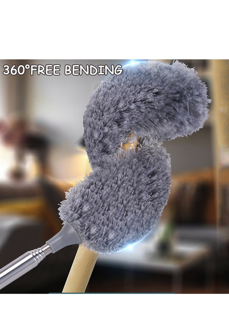 Excefore Microfiber Duster for Cleaning 3 Pieces Feather Duster with Extendable Pole Bendable Static Duster for Office Car Window Furniture Ceiling Fan Clean home  - Image 4