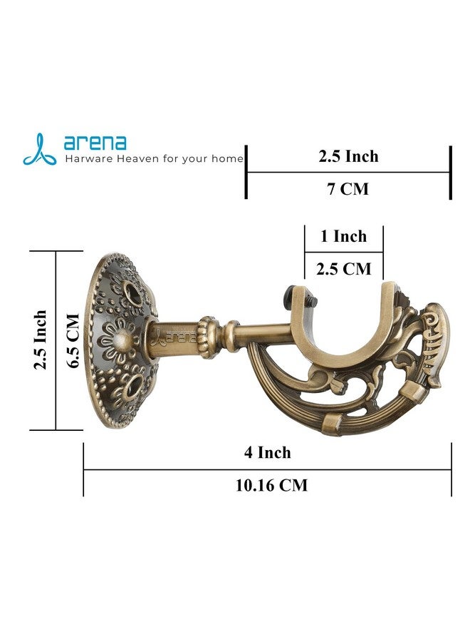 arena Arena Aluminium Curtain Rod End Cap and Curtain Holder Antique Curtain Brackets Set of 10 with Curtain Finials | Metal Curtain Pipe Holder for Curtain Artistic Curtain Holder Pack of 10 Antique Brass - Image 3