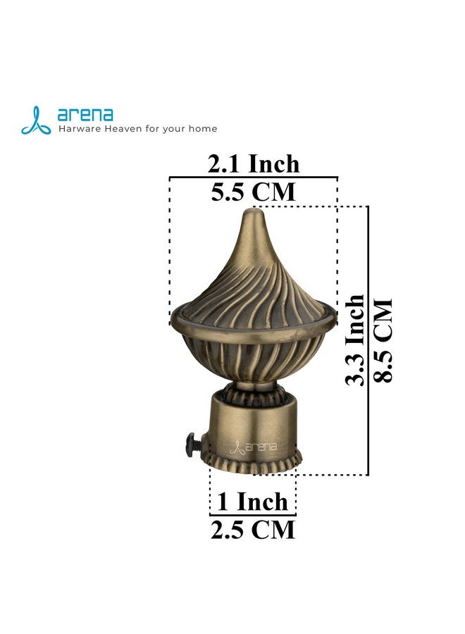 arena Arena Aluminium Curtain Rod End Cap and Curtain Holder Antique Curtain Brackets Set of 10 with Curtain Finials | Metal Curtain Pipe Holder for Curtain Artistic Curtain Holder Pack of 10 Antique Brass - Image 2
