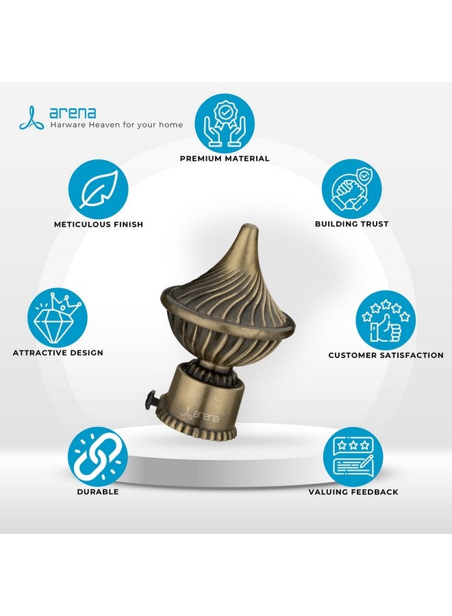 arena Arena Aluminium Curtain Rod End Cap and Curtain Holder Antique Curtain Brackets Set of 10 with Curtain Finials | Metal Curtain Pipe Holder for Curtain Artistic Curtain Holder Pack of 10 Antique Brass - Image 5