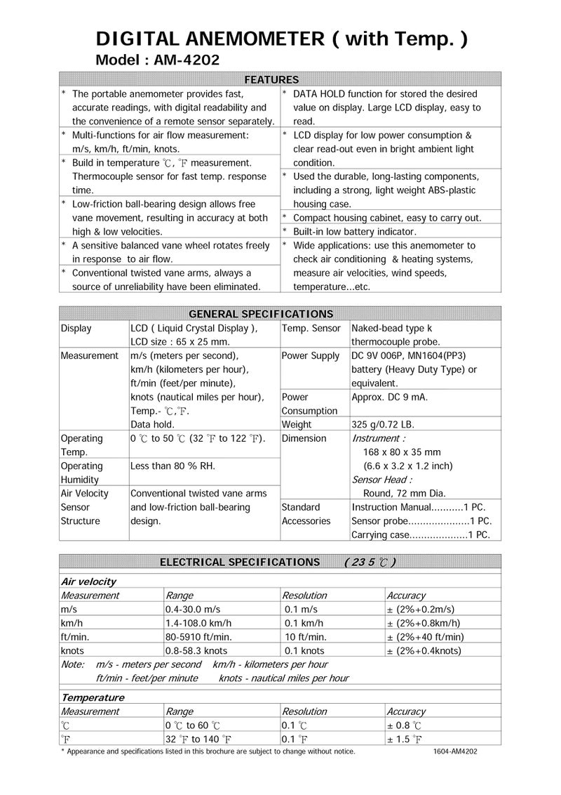 Lutron Am-4202 Electronic Digital Anemometer - Image 3