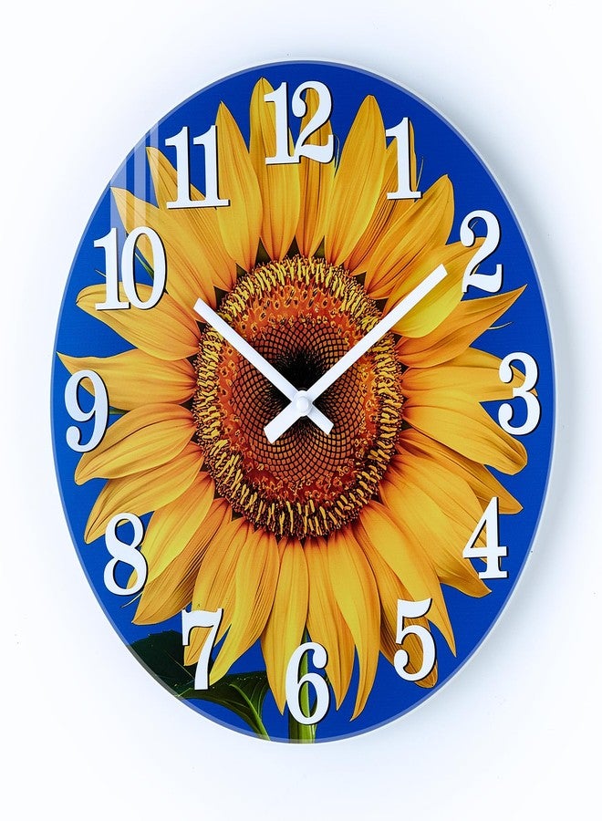 Yoiolclc Outdoor Clock Waterproof-Decorative Sun Flower Wall Clocks for Pool Patio Porch Garden(12 Inch,Sunflower) - Image 1