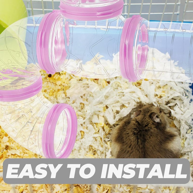Toyvian DIY Hamster Tube Connector Set, Plastic External Cage Tunnel for Small Pets, 2pcs Pink and Blue DIY Rat and Hamster Exercise Tubes for Cage Activity - Image 5