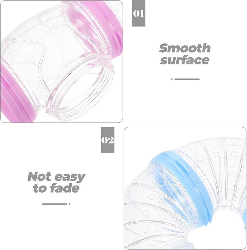 Toyvian DIY Hamster Tube Connector Set, Plastic External Cage Tunnel for Small Pets, 2pcs Pink and Blue DIY Rat and Hamster Exercise Tubes for Cage Activity - Image 3