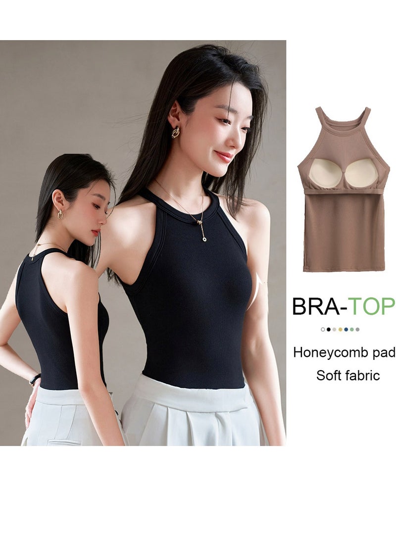 ASIV Vintage threaded tank top, women's short top with breast pad - Image 1