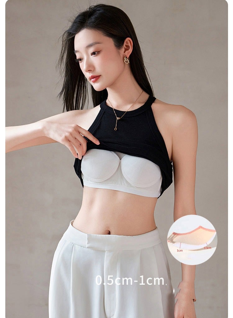 ASIV Vintage threaded tank top, women's short top with breast pad - Image 2