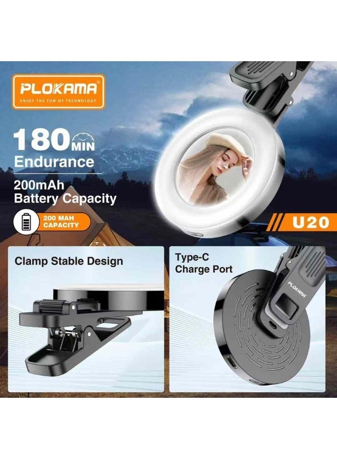 PLOKAMA U20 Ring Flash Led Selfie Mirror Clip HP Practical Mirror Glass Clip for Selfies - Image 5