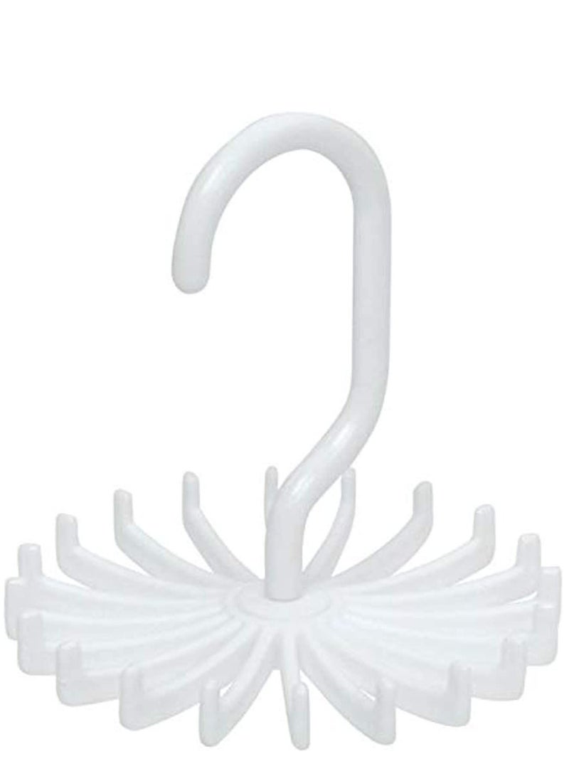 Cool Baby Rotating Tie Scarf And Belt Rack Hanger With 20 Hooks, White, 14.0 cm x 2.2 cm x 13.6 cm