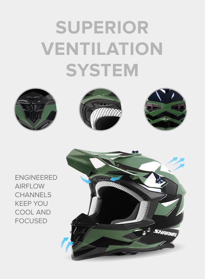 SHARMAX Dirt Bike Helmet – DOT Approved Motorcycle Helmet, Lightweight Motocross Helmet for Youth & Adults, Full Face Bike Helmet for Off-Road, ATV, UTV, Motorbike & Dirtbike Riding - Image 4