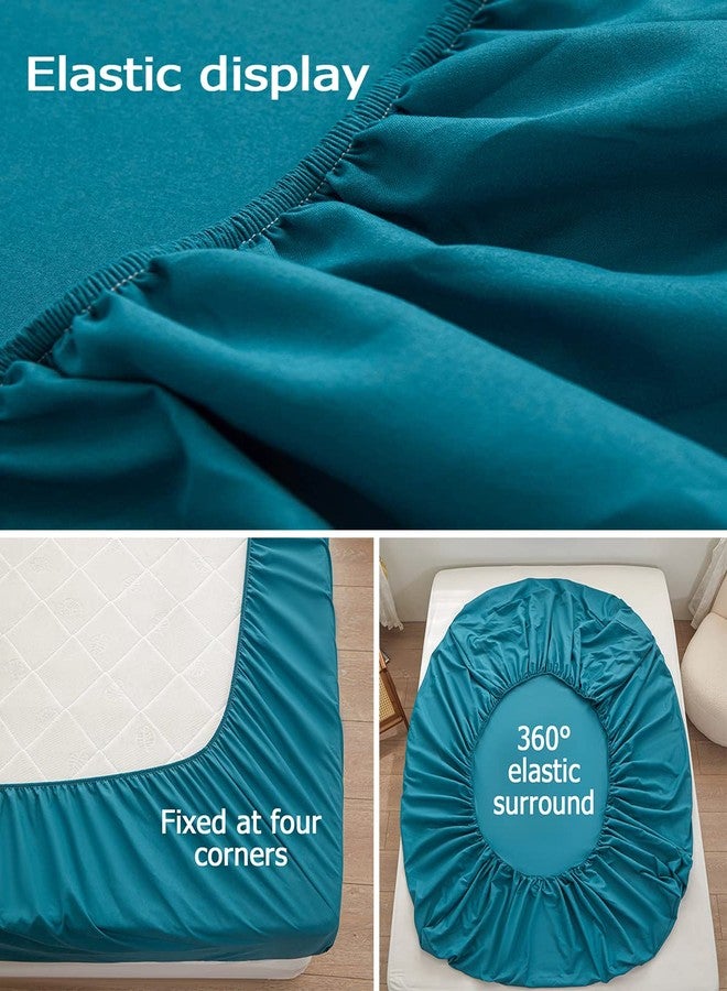 rushrushlulu Bedding Twin Size Fitted Sheet Only-Twin Size Deep Pocket Bottom Fitted Sheet Fits 15inches Bed Matress Sheet Soft and Microfiber Easy Care-Blue - Image 4